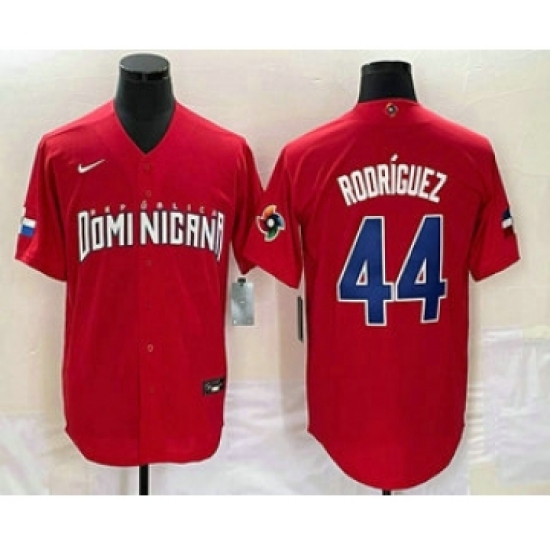 Men's Dominican Republic Baseball 44 Julio Rodriguez 2023 Red World Classic Stitched Jersey