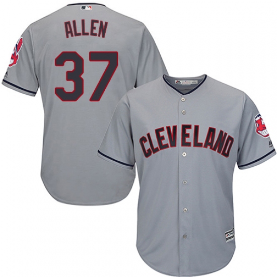 Youth Majestic Cleveland Indians 37 Cody Allen Authentic Grey Road Cool Base MLB Jersey
