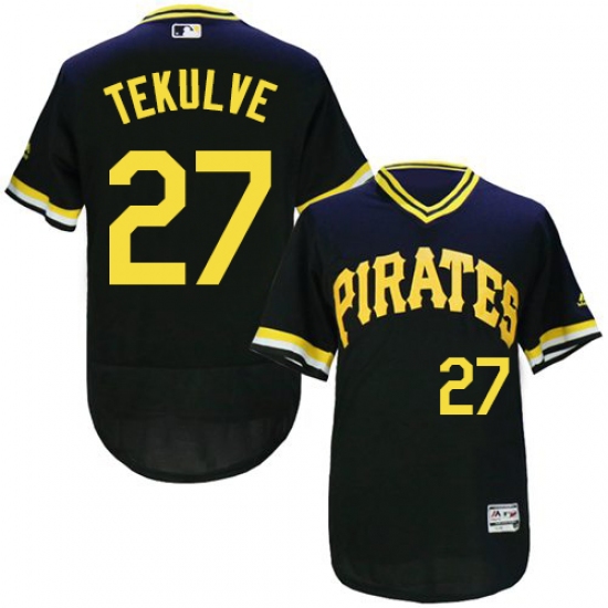 Men's Majestic Pittsburgh Pirates 27 Kent Tekulve Black Flexbase Authentic Collection Cooperstown MLB Jersey