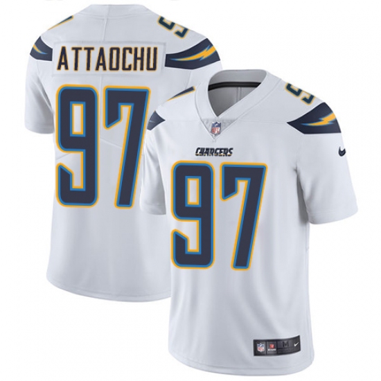 Men's Nike Los Angeles Chargers 97 Jeremiah Attaochu White Vapor Untouchable Limited Player NFL Jersey