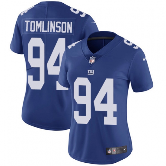 Women's Nike New York Giants 94 Dalvin Tomlinson Elite Royal Blue Team Color NFL Jersey