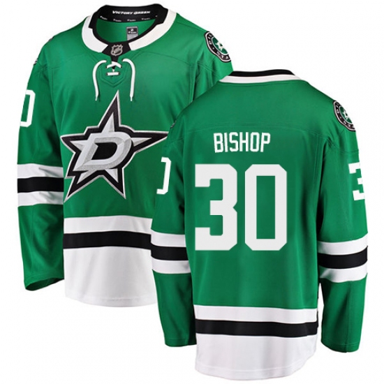 Men's Dallas Stars 30 Ben Bishop Authentic Green Home Fanatics Branded Breakaway NHL Jersey