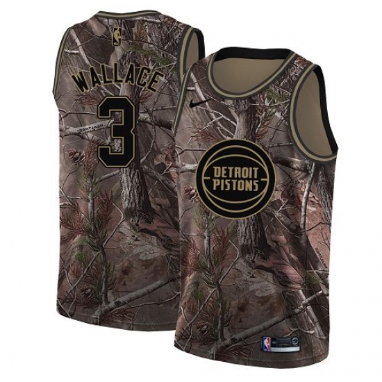 Men's Nike Detroit Pistons 3 Ben Wallace Swingman Camo Realtree Collection NBA Jersey