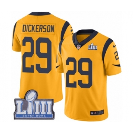 Men's Nike Los Angeles Rams 29 Eric Dickerson Limited Gold Rush Vapor Untouchable Super Bowl LIII Bound NFL Jersey