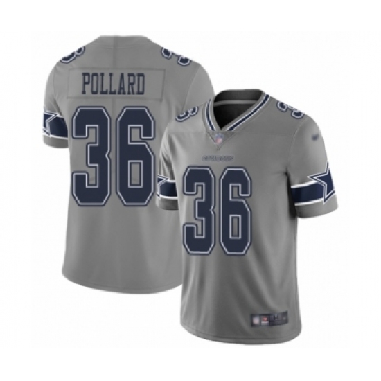 Men's Dallas Cowboys 36 Tony Pollard Limited Gray Inverted Legend Football Jersey