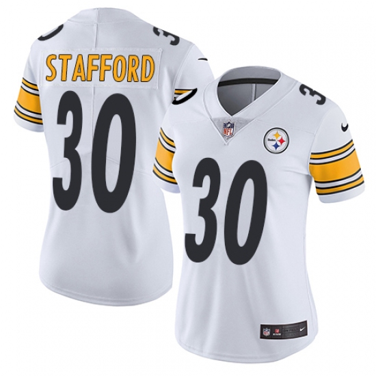 Women's Nike Pittsburgh Steelers 30 Daimion Stafford White Vapor Untouchable Limited Player NFL Jersey