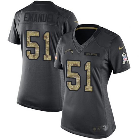 Women's Nike Los Angeles Chargers 51 Kyle Emanuel Limited Black 2016 Salute to Service NFL Jersey