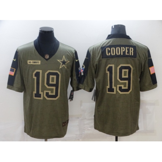 Men's Dallas Cowboys 19 Amari Cooper Nike Olive 2021 Salute To Service Limited Player Jersey
