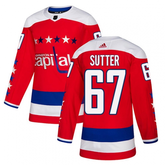 Men's Adidas Washington Capitals 67 Riley Sutter Authentic Red Alternate NHL Jersey