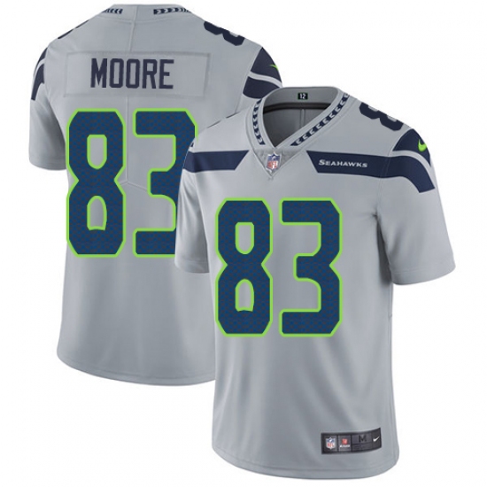 Men's Nike Seattle Seahawks 83 David Moore Grey Alternate Vapor Untouchable Limited Player NFL Jersey
