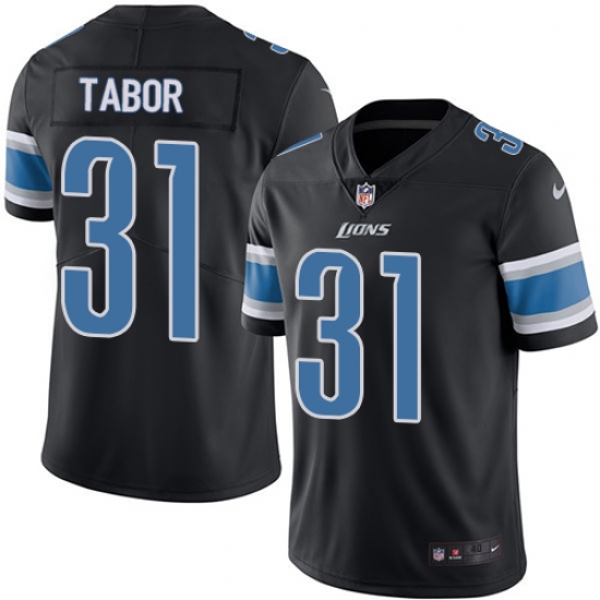 Men's Nike Detroit Lions 31 Teez Tabor Limited Black Rush Vapor Untouchable NFL Jersey