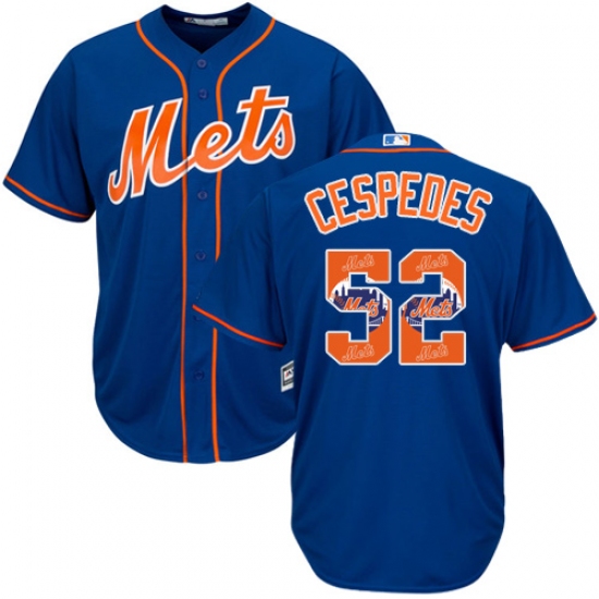Men's Majestic New York Mets 52 Yoenis Cespedes Authentic Royal Blue Team Logo Fashion Cool Base MLB Jersey