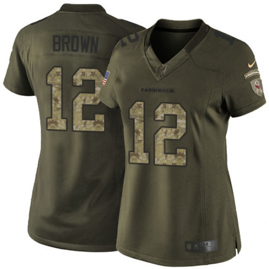 Women's Nike Arizona Cardinals 12 John Brown Elite Green Salute to Service NFL Jersey