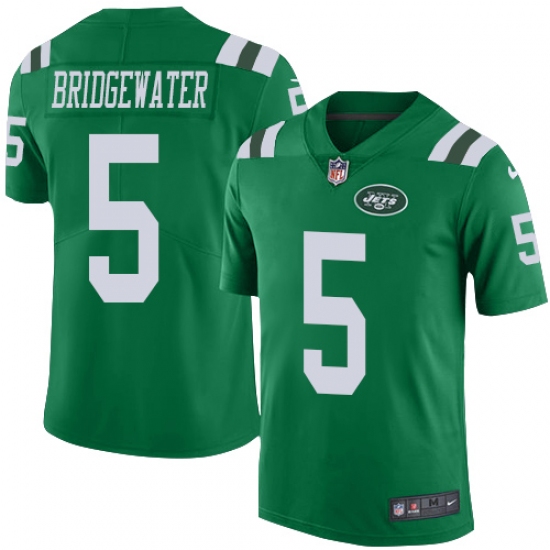 Men's Nike New York Jets 5 Teddy Bridgewater Limited Green Rush Vapor Untouchable NFL Jersey