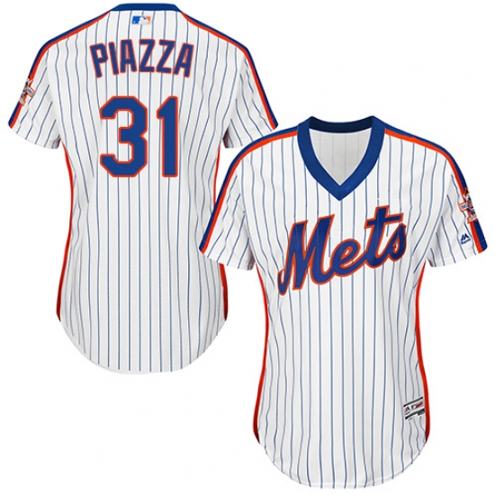 Women's Majestic New York Mets 31 Mike Piazza Authentic White Alternate Cool Base MLB Jersey