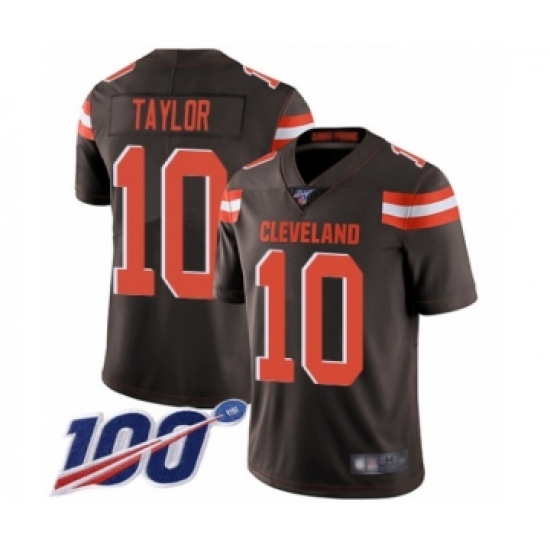 Youth Cleveland Browns 10 Taywan Taylor Brown Team Color Vapor Untouchable Limited Player 100th Season Football Jersey