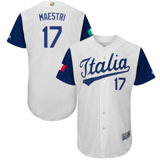 Men's Italy Baseball Majestic 17 Alex Maestri White 2017 World Baseball Classic Authentic Team Jersey