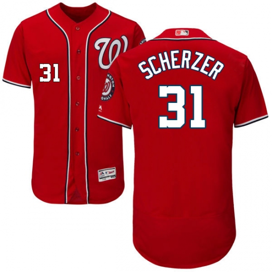 Men's Majestic Washington Nationals 31 Max Scherzer Red Alternate Flex Base Authentic Collection MLB Jersey