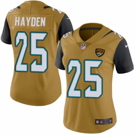 Women's Nike Jacksonville Jaguars 25 D.J. Hayden Limited Gold Rush Vapor Untouchable NFL Jersey