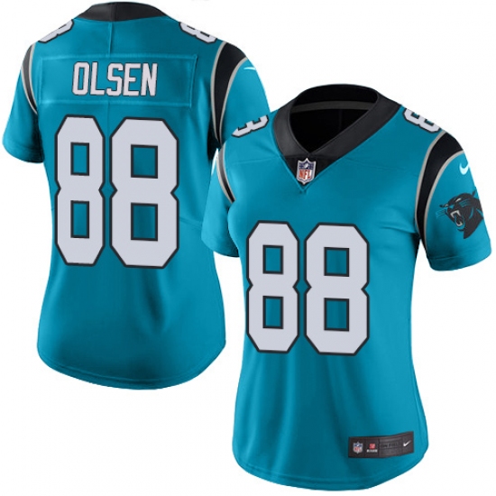Women's Nike Carolina Panthers 88 Greg Olsen Blue Alternate Vapor Untouchable Limited Player NFL Jersey