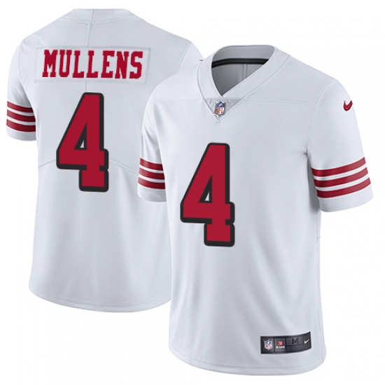 Men's Nike San Francisco 49ers 4 Nick Mullens Limited White Rush Vapor Untouchable NFL Jersey