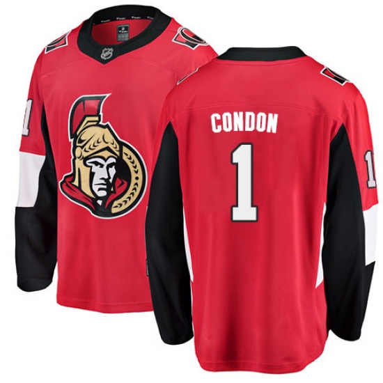 Youth Ottawa Senators 1 Mike Condon Fanatics Branded Red Home Breakaway NHL Jersey