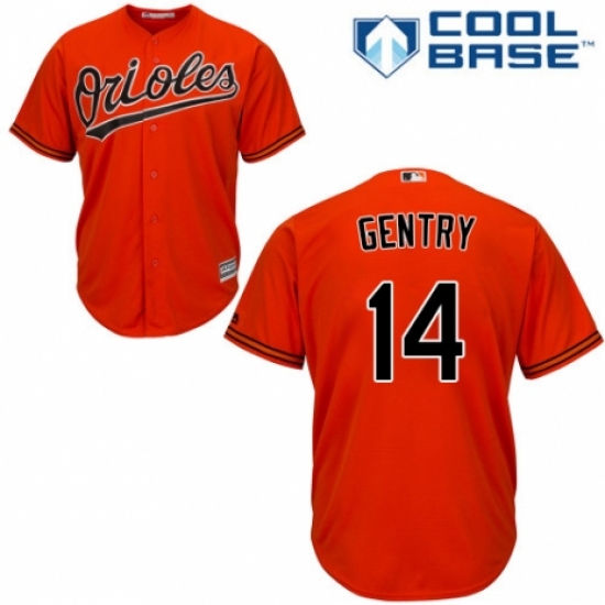Men's Majestic Baltimore Orioles 14 Craig Gentry Replica Orange Alternate Cool Base MLB Jersey