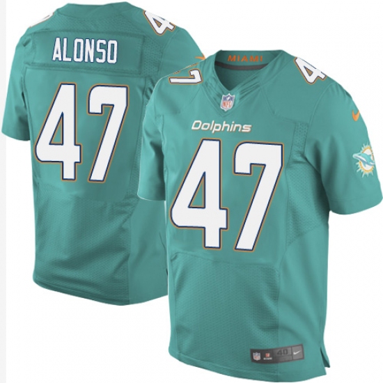 Men's Nike Miami Dolphins 47 Kiko Alonso Elite Aqua Green Team Color NFL Jersey