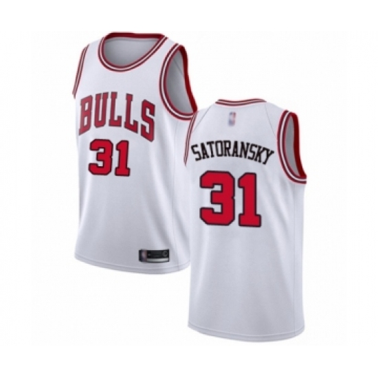 Women's Chicago Bulls 31 Tomas Satoransky Authentic White Basketball Jersey - Association Edition