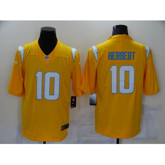 Men's Los Angeles Chargers 10 Justin Herbert Yellow Draft Vapor Limited Jersey