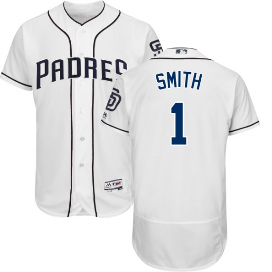 Men's Majestic San Diego Padres 1 Ozzie Smith White Home Flexbase Authentic Collection MLB Jersey