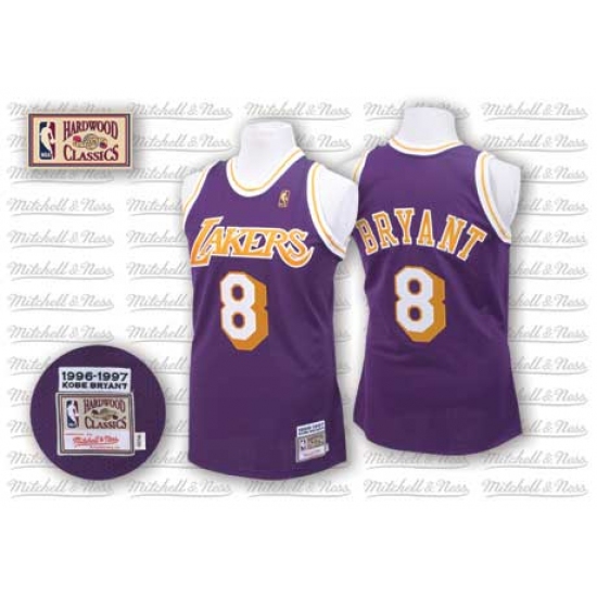 Men's Mitchell and Ness Los Angeles Lakers 8 Kobe Bryant Authentic Purple Throwback NBA Jersey