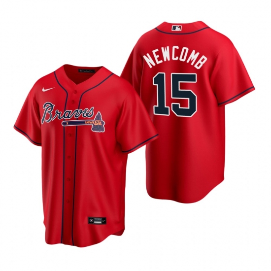 Men's Nike Atlanta Braves 15 Sean Newcomb Red Alternate Stitched Baseball Jersey
