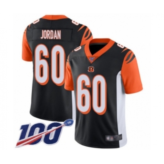Men's Cincinnati Bengals 60 Michael Jordan Black Team Color Vapor Untouchable Limited Player 100th Season Football Jersey