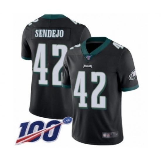 Men's Philadelphia Eagles 42 Andrew Sendejo Black Alternate Vapor Untouchable Limited Player 100th Season Football Jersey