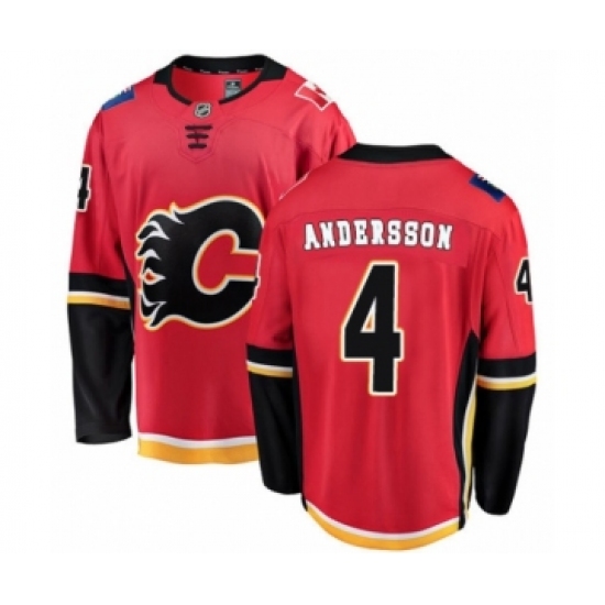 Men's Calgary Flames 4 Rasmus Andersson Authentic Red Home Fanatics Branded Breakaway NHL Jersey