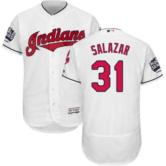 Men's Majestic Cleveland Indians 31 Danny Salazar White 2016 World Series Bound Flexbase Authentic Collection MLB Jersey