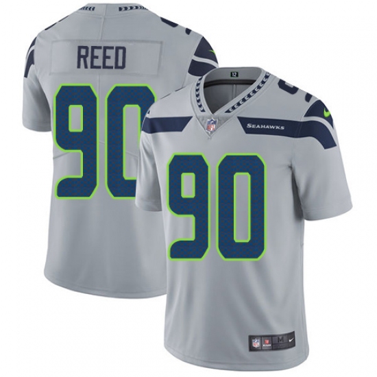 Men's Nike Seattle Seahawks 90 Jarran Reed Grey Alternate Vapor Untouchable Limited Player NFL Jersey