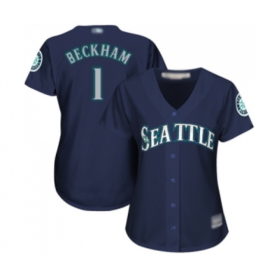 Women's Seattle Mariners 1 Tim Beckham Replica Navy Blue Alternate 2 Cool Base Baseball Jersey
