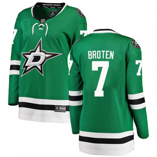 Women's Dallas Stars 7 Neal Broten Authentic Green Home Fanatics Branded Breakaway NHL Jersey