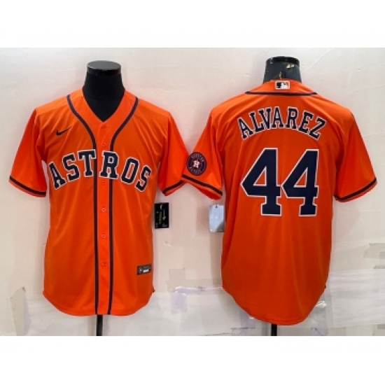 Men's Houston Astros 44 Yordan Alvarez Orange With Patch Stitched MLB Cool Base Nike Jersey