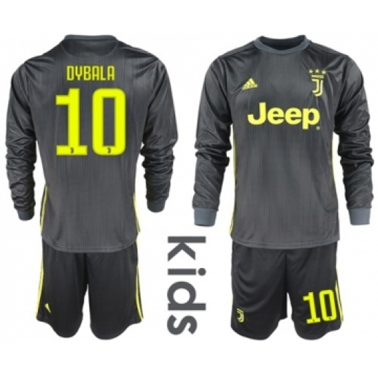 Juventus 10 Dybala Third Long Sleeves Kid Soccer Club Jersey