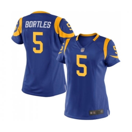 Women's Los Angeles Rams 5 Blake Bortles Game Royal Blue Alternate Football Jersey