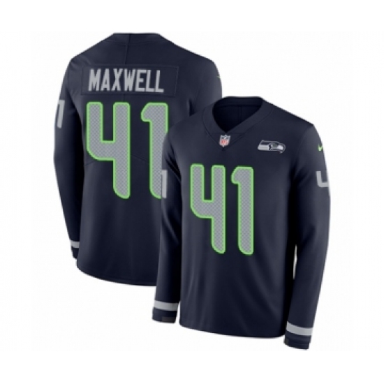 Youth Nike Seattle Seahawks 41 Byron Maxwell Limited Navy Blue Therma Long Sleeve NFL Jersey
