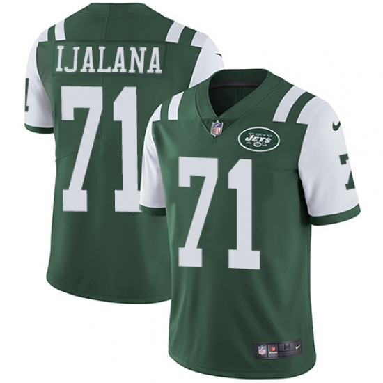 Men's Nike New York Jets 71 Ben Ijalana Green Team Color Vapor Untouchable Limited Player NFL Jersey