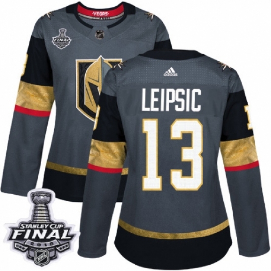Women's Adidas Vegas Golden Knights 13 Brendan Leipsic Authentic Gray Home 2018 Stanley Cup Final NHL Jersey