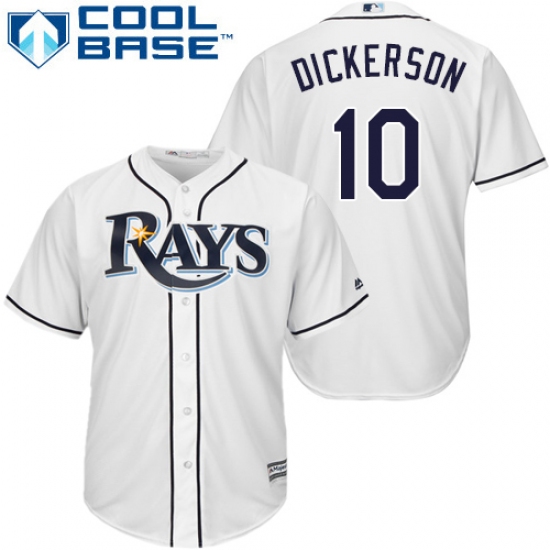 Youth Majestic Tampa Bay Rays 10 Corey Dickerson Authentic White Home Cool Base MLB Jersey
