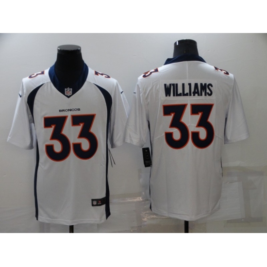 Men's Denver Broncos 33 Javonte Williams Nike White Stitched Limited Jersey