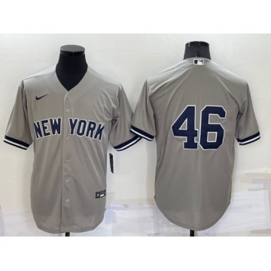 Men's New York Yankees 46 Andy Pettitte Grey No Name Stitched MLB Cool Base Nike Jersey