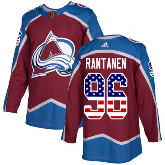 Youth Adidas Colorado Avalanche 96 Mikko Rantanen Authentic Burgundy Red USA Flag Fashion NHL Jersey
